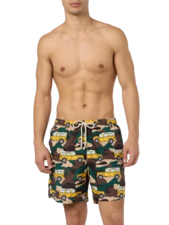 MC2 Saint Barth Man Lightweight Fabric Swim-shorts Lighting With Off-road Car Print 8 MC2 Saint Barth Man Lightweight Fabric Swim-shorts Lighting With Off-road Car Print -MC2 Saint Barth Store UID LIG000100101F MAN SWIMSHORT GREEN 1