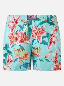 Alternative view of MC2 Saint Barth Man Lightweight Fabric Swim-shorts Lighting With Tropical Flowers Print