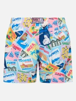Alternative view of MC2 Saint Barth Lightweight Fabric Swim Shorts Lighting With Postcards Print