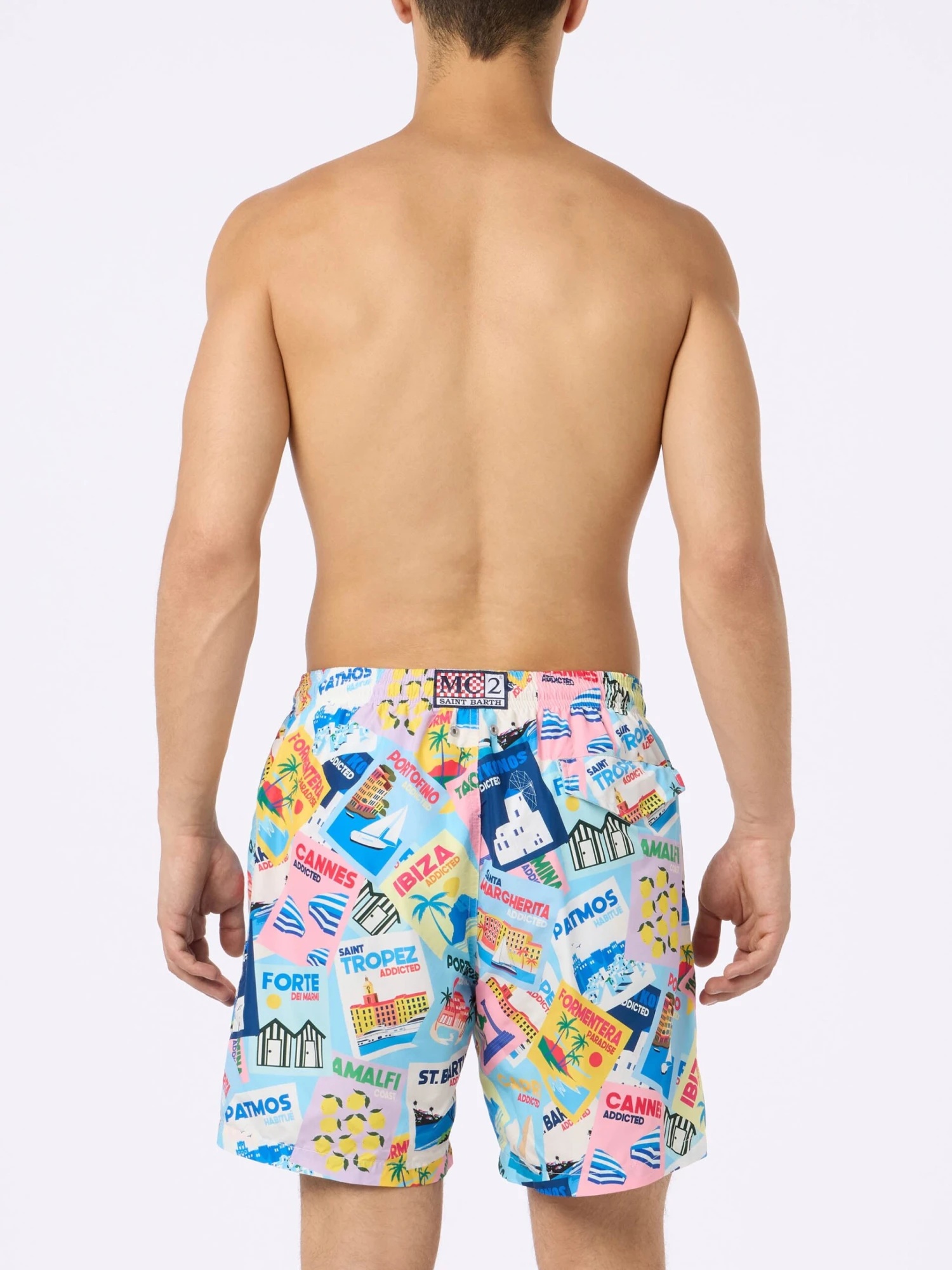 MC2 Saint Barth Lightweight Fabric Swim Shorts Lighting With Postcards Print 6 MC2 Saint Barth Lightweight Fabric Swim Shorts Lighting With Postcards Print - Image 4