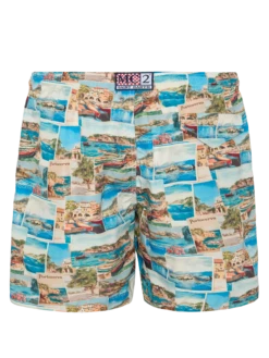 Alternative view of MC2 Saint Barth Lightweight Fabric Swim-shorts Lighting With Porto Cervo Postcards Print | AI CO-CREATED DESIGN BY RICKDICK - POWERED BY RED-EYE