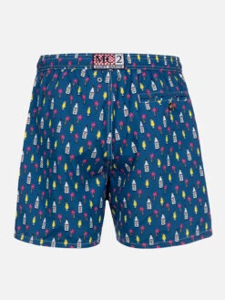 Alternative view of MC2 Saint Barth Man Lightweight Fabric Swim-shorts Lighting Micro Fantasy With Cocktail Print