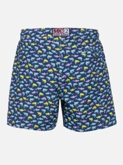 Alternative view of MC2 Saint Barth Man Lightweight Fabric Swim-shorts Lighting Micro Fantasy With Shark Print