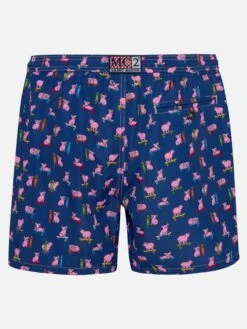 Alternative view of MC2 Saint Barth Man Light Fabric Swim Shorts With Skater Pigs Print