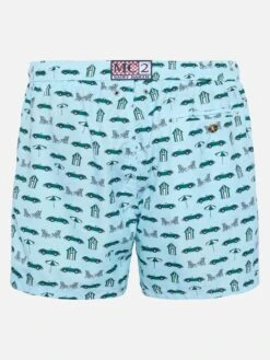 Alternative view of MC2 Saint Barth Lightweight Fabric Swim Shorts Lighting With Cars And Beach Cabana Print