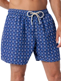 Alternative view of MC2 Saint Barth Man Lightweight Fabric Swim-shorts Lighting Micro Fantasy With Anchor Print