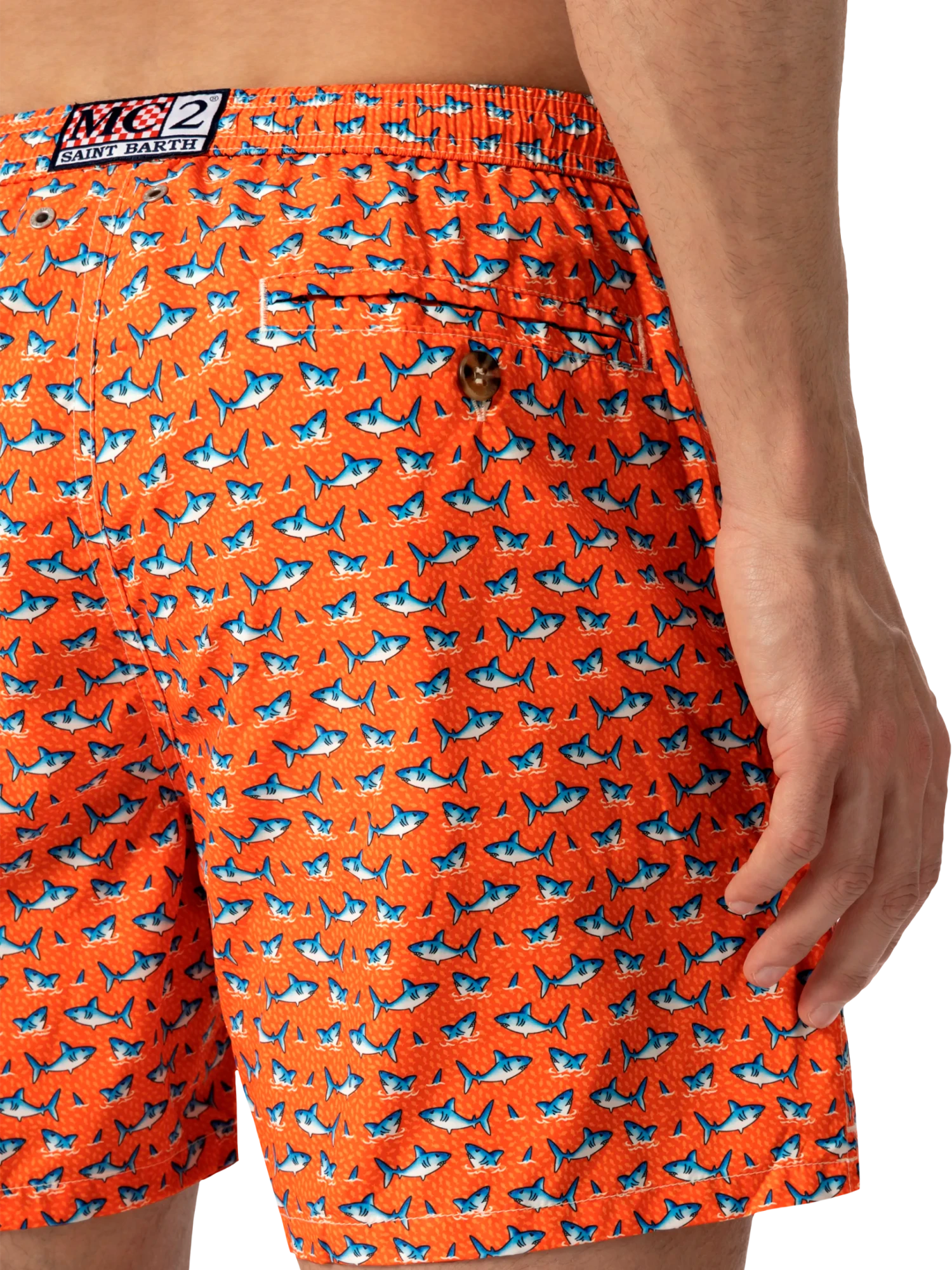 MC2 Saint Barth Lightweight Fabric Swim Shorts Lighting With Micro Shark Print 8 MC2 Saint Barth Lightweight Fabric Swim Shorts Lighting With Micro Shark Print - Image 6