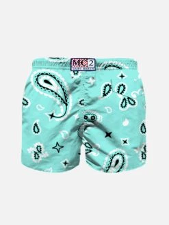 Alternative view of MC2 Saint Barth Boy Water Green Swim Shorts With Bandanna Pattern