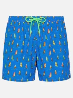MC2 Saint Barth Man Light Fabric Swim Shorts With Windsurf Print