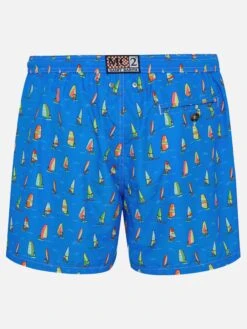 Alternative view of MC2 Saint Barth Man Light Fabric Swim Shorts With Windsurf Print