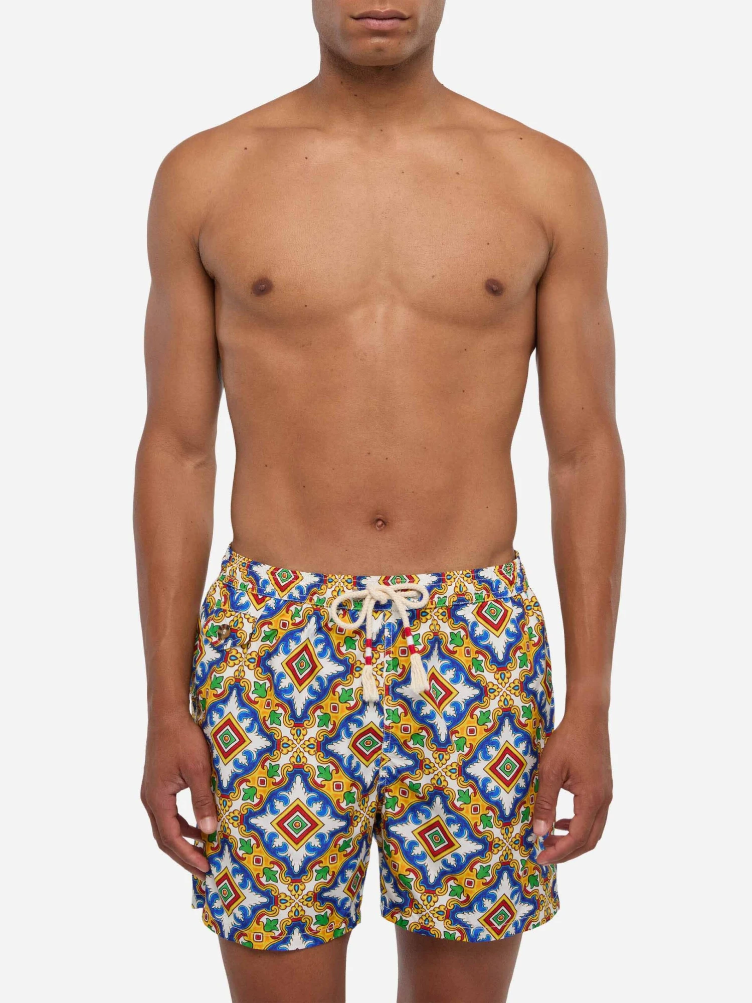 MC2 Saint Barth Man Light Fabric Swim Shorts With Majolica Print 5 MC2 Saint Barth Man Light Fabric Swim Shorts With Majolica Print - Image 3
