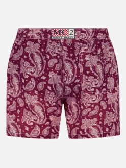Alternative view of MC2 Saint Barth Man Light Fabric Swim Shorts With Burgundy Paisley Print