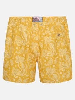 Alternative view of MC2 Saint Barth Man Light Fabric Swim Shorts With Ochre Paisley Print