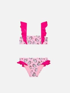 MC2 Saint Barth Girl Ruffled Bandeau Bikini With Unicorns Print