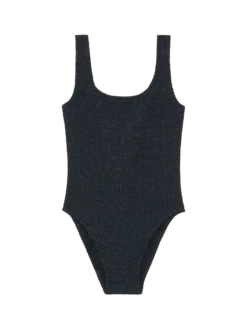 MC2 Saint Barth Lora Crinkle Lurex Black One-piece Swimsuit
