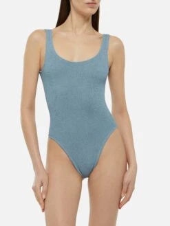Alternative view of MC2 Saint Barth Lora Crinkle Lurex Avio Blue One-piece Swimsuit