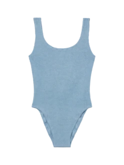 MC2 Saint Barth Lora Crinkle Lurex Avio Blue One-piece Swimsuit