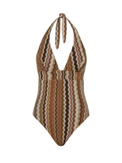 MC2 Saint Barth Marylin Raschel Chevron One-piece Swimsuit