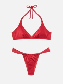 MC2 Saint Barth Noelle Shimmer Brick Red Cheekiest Swim Briefs - Gaia Shimmer Brick Red Triangle Bralette Top