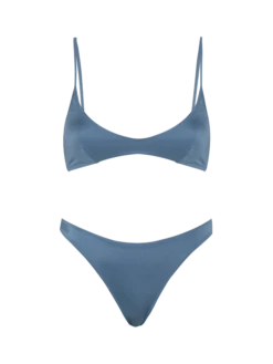 MC2 Saint Barth Paloma Lido Shimmer Avio Blue Bikini With Scoop Bralette Top And Classic Briefs