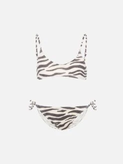 MC2 Saint Barth Paloma Jr Lurex Bralette Bikini With Zebra Print