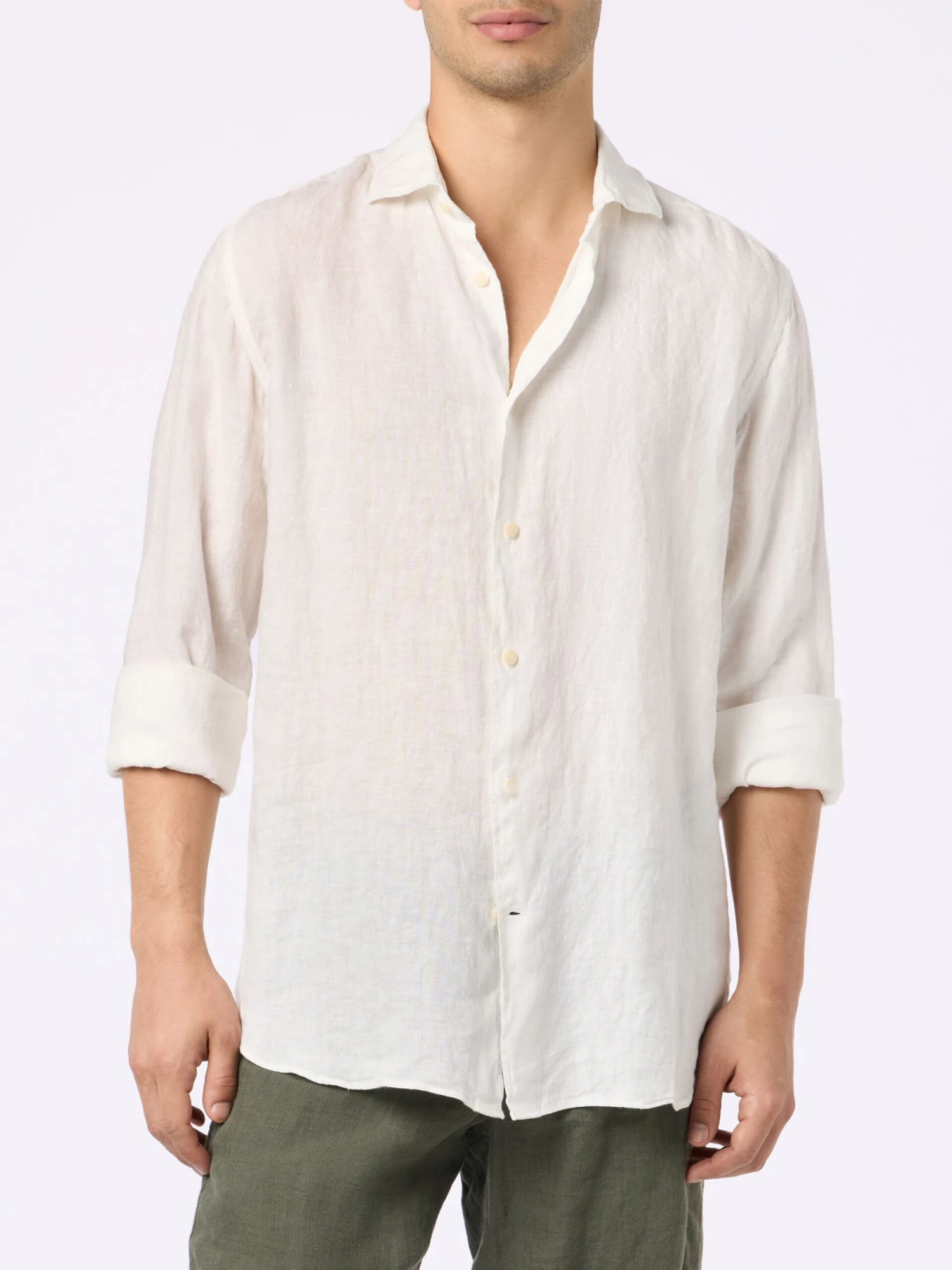 MC2 Saint Barth Man White Linen Shirt Pamplona 3 MC2 Saint Barth Man White Linen Shirt Pamplona