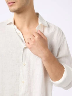 Alternative view of MC2 Saint Barth Man White Linen Shirt Pamplona