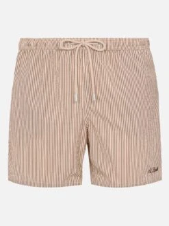 MC2 Saint Barth Seersucker Beige Striped Classic Light Swim Shorts Patmos