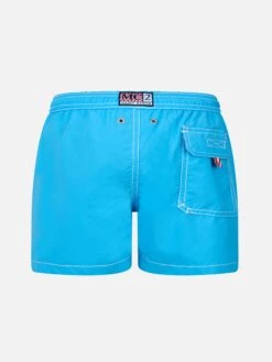 Alternative view of MC2 Saint Barth Boy Aqua Blue Mid-length Swim Shorts Patmos Jr