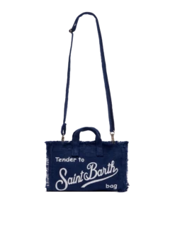 MC2 Saint Barth Navy Blue Linen Phone Bag