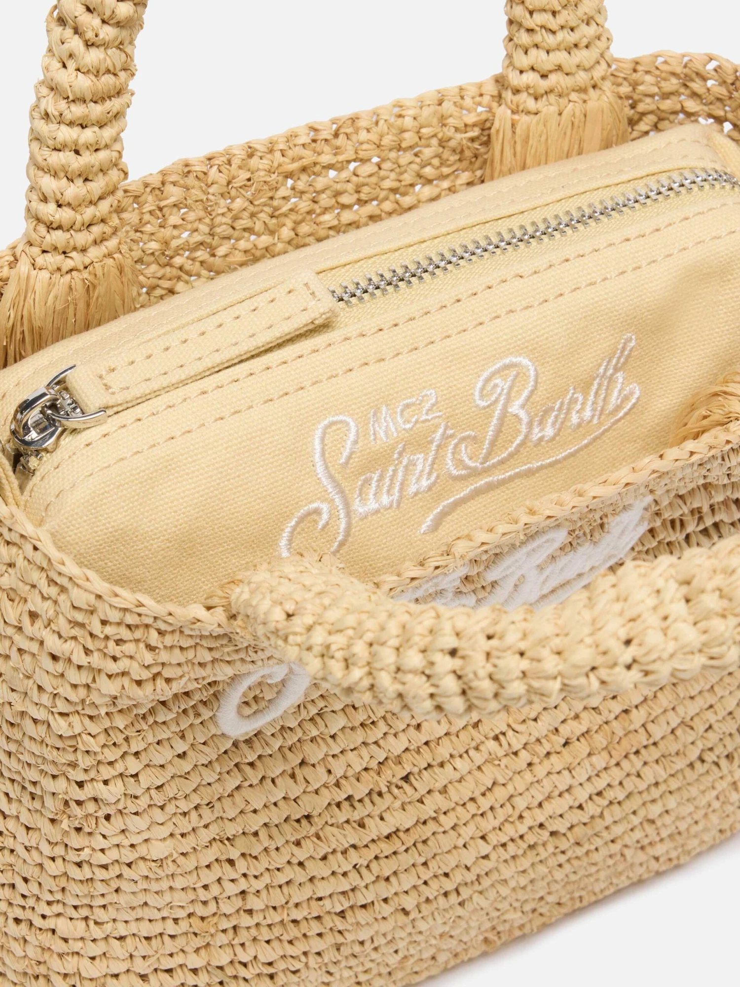 MC2 Saint Barth Beige Raffia Mini Beach Bag With Cotton Pouch 7 MC2 Saint Barth Beige Raffia Mini Beach Bag With Cotton Pouch - Image 5