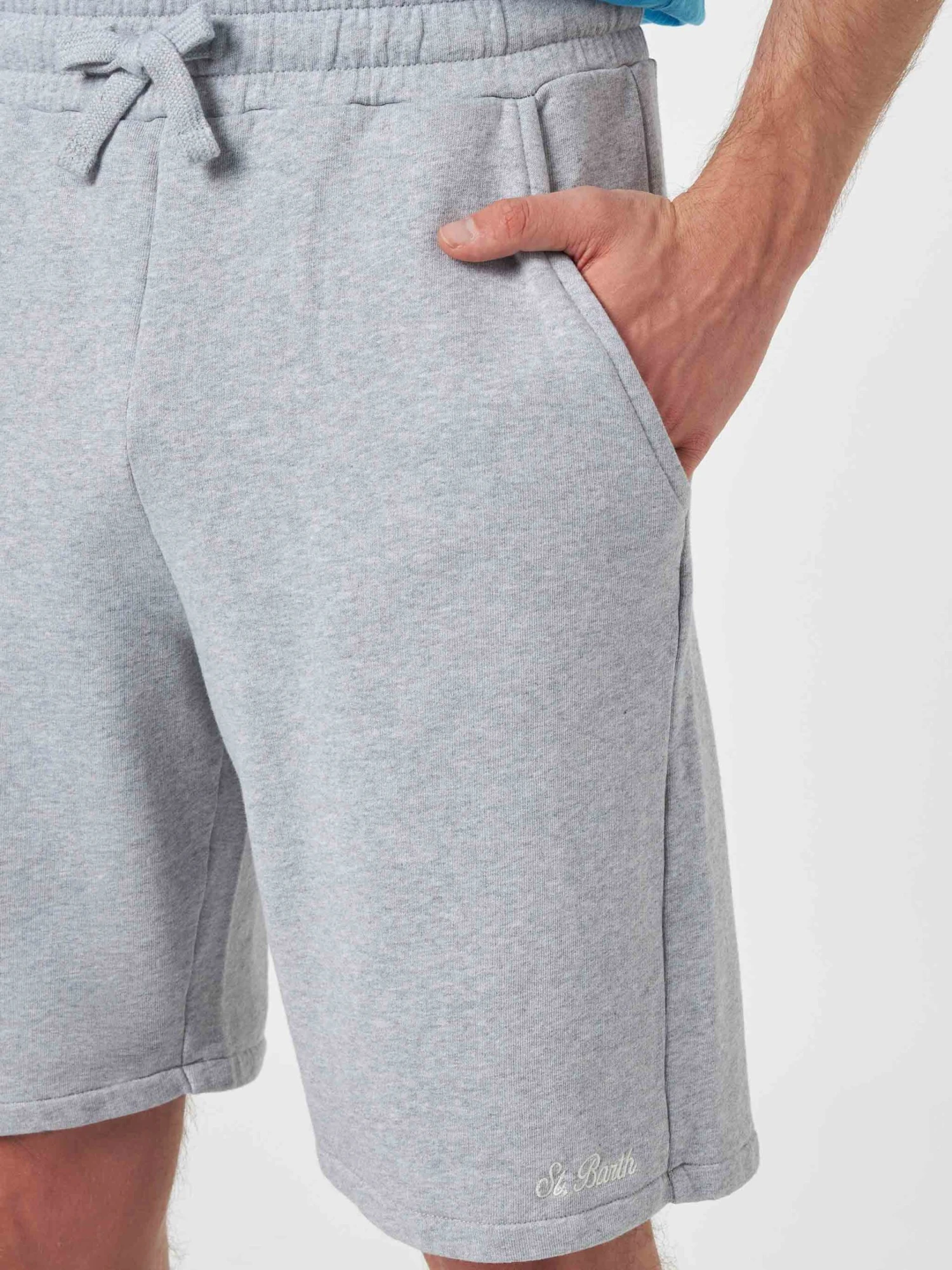 MC2 Saint Barth Man Mélange Grey Cotton Fleece Bermuda Shorts Randle 5 MC2 Saint Barth Man Mélange Grey Cotton Fleece Bermuda Shorts Randle - Image 3