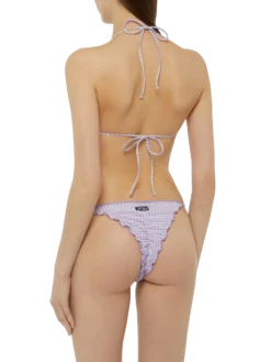 MC2 Saint Barth Seersucker Triangle Bikini Sagittarius Miami With Gingham Print -MC2 Saint Barth Store UID SAG000103186H WOMAN TOPBIKINI PINK 0 0 3