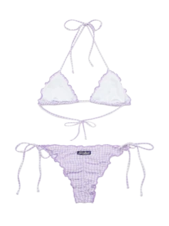 MC2 Saint Barth Seersucker Triangle Bikini Sagittarius Miami With Gingham Print -MC2 Saint Barth Store UID SAG000103186H WOMAN TOPBIKINI PINK 0 0 5