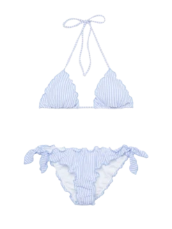 MC2 Saint Barth Classic Seersucker Triangle Bikini Sagittarus Moon With Striped Print