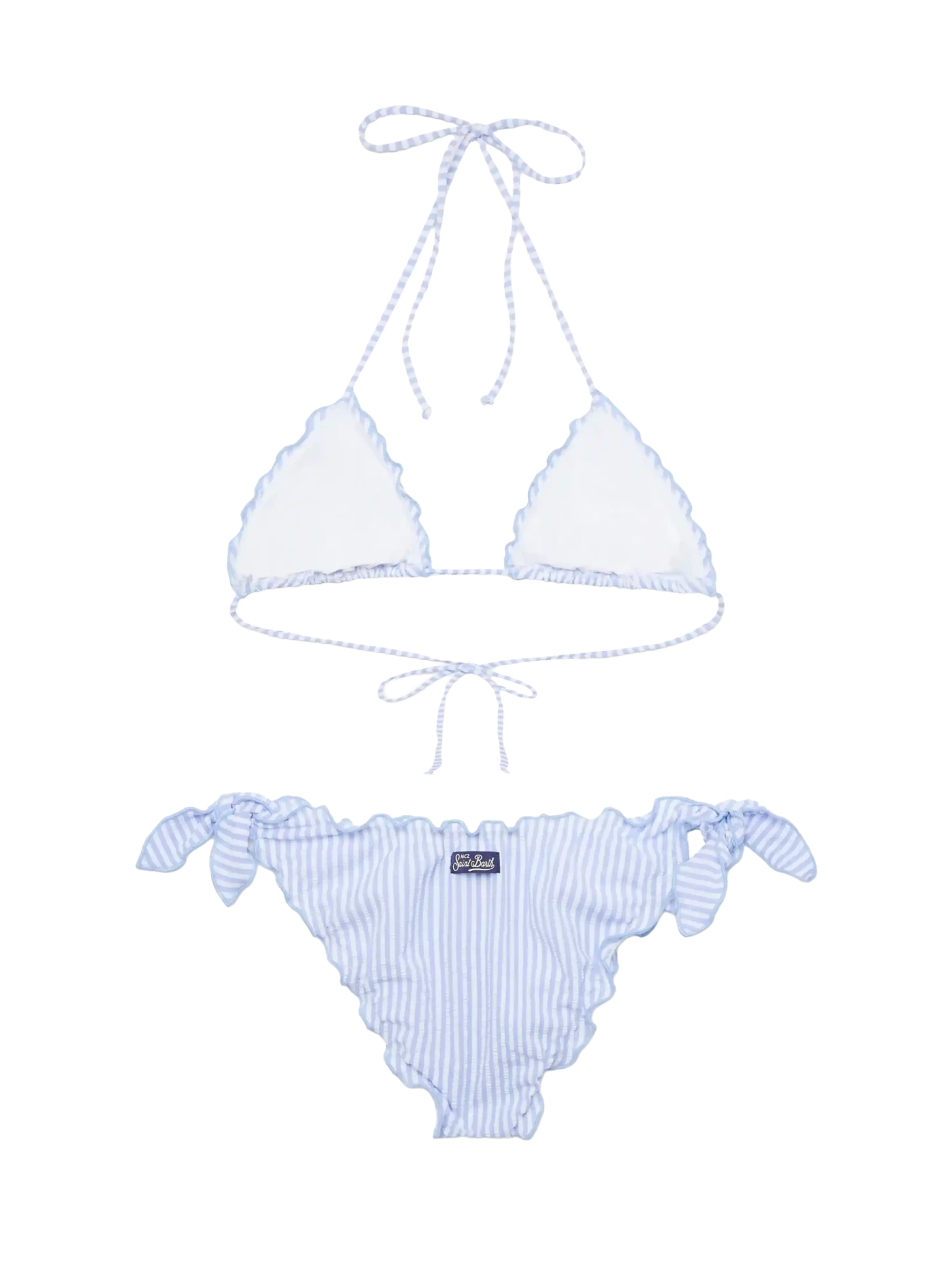 MC2 Saint Barth Classic Seersucker Triangle Bikini Sagittarus Moon With Striped Print 5 MC2 Saint Barth Classic Seersucker Triangle Bikini Sagittarus Moon With Striped Print - Image 3