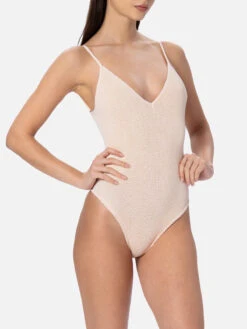 Alternative view of MC2 Saint Barth Woman Beige Crinkle One Piece Swimsuit Susanne