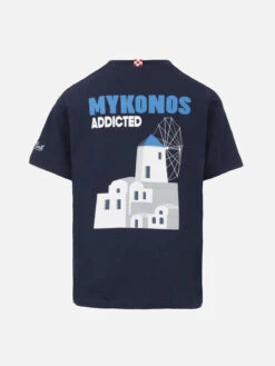 Alternative view of MC2 Saint Barth Boy Cotton T-shirt With Mykonos Addicted Postcard Print