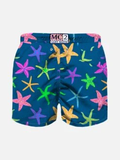 Alternative view of MC2 Saint Barth Boy Swim Shorts With Multicolor Starfish Print