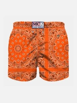 Alternative view of MC2 Saint Barth Boy Swim Shorts With Orange Bandanna Print