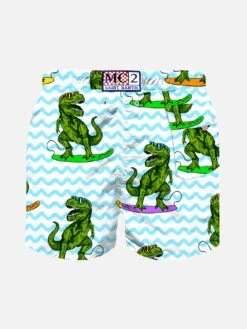 Alternative view of MC2 Saint Barth Boy Classic Swim Shorts With Dinosaur Print