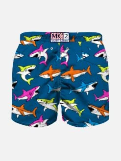 Alternative view of MC2 Saint Barth Boy Swim Shorts With Multicolor Sharks Print