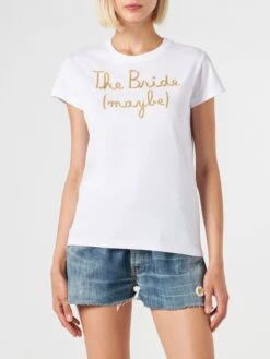 MC2 Saint Barth Woman Cotton T-shirt With The Bride (maybe) Embroidered