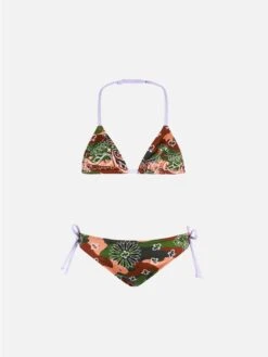 MC2 Saint Barth Girl Triangle Bikini With Mimetic Bandanna Print