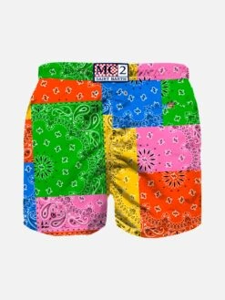 Alternative view of MC2 Saint Barth Boy Swim Shorts With Multicolor Bandanna Print