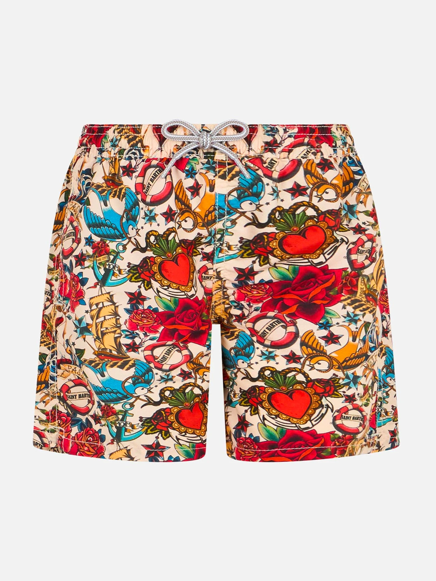 MC2 Saint Barth Boy Mid-length Jean Swim-shorts With Striped Print 3 MC2 Saint Barth Boy Mid-length Jean Swim-shorts With Striped Print