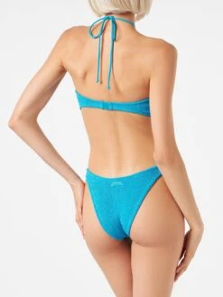MC2 Saint Barth Light Blue Lurex Crinkle Trikini Swimsuit 8 MC2 Saint Barth Light Blue Lurex Crinkle Trikini Swimsuit -MC2 Saint Barth Store crinkle turquoise trikini woman 2