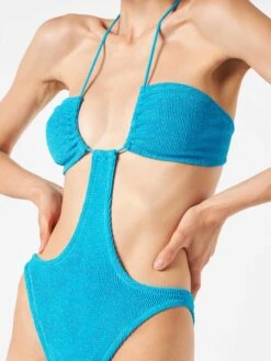 MC2 Saint Barth Light Blue Lurex Crinkle Trikini Swimsuit 9 MC2 Saint Barth Light Blue Lurex Crinkle Trikini Swimsuit -MC2 Saint Barth Store crinkle turquoise trikini woman 3
