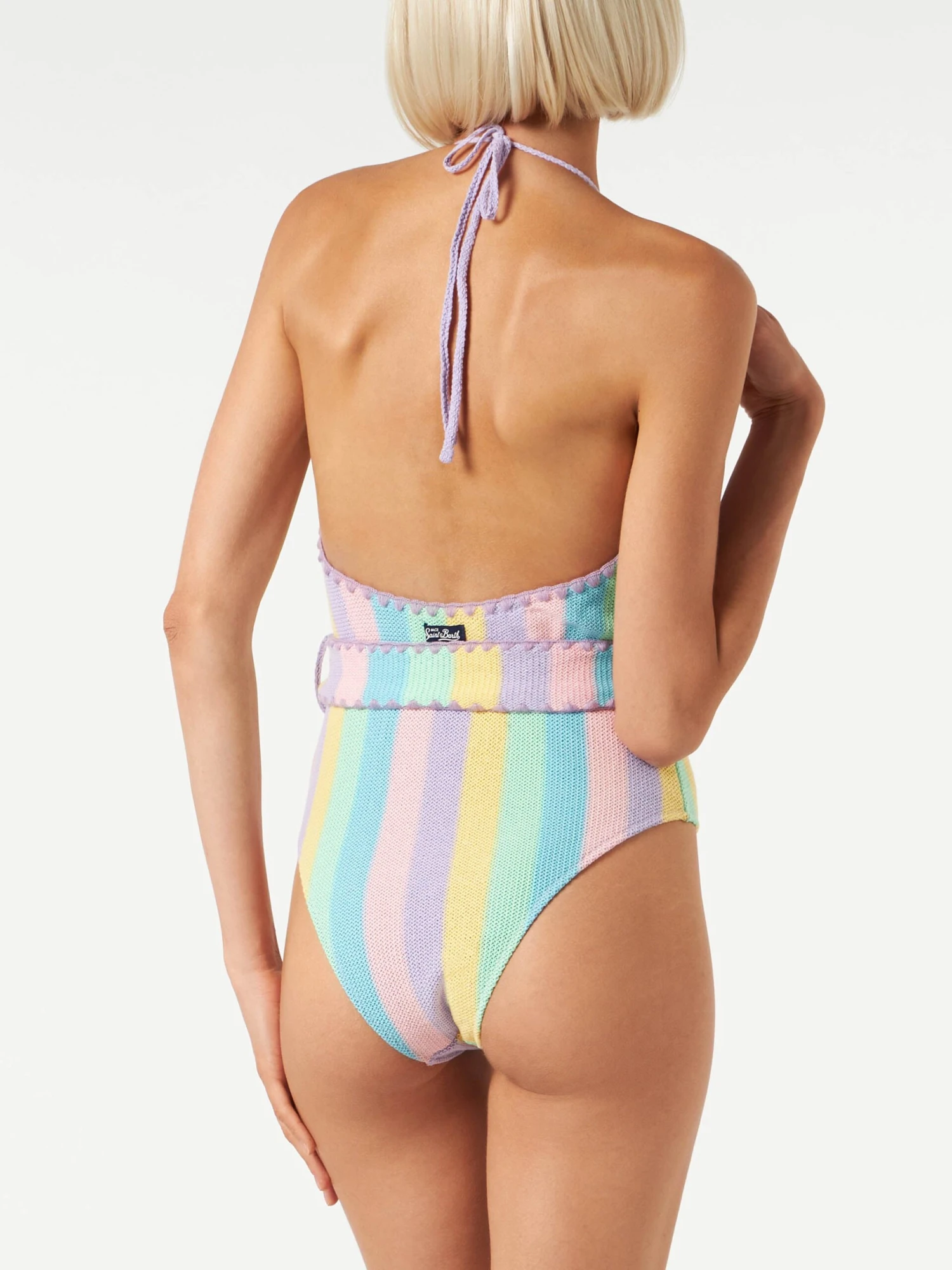 MC2 Saint Barth One-piece Swimsuit Axelle In Pastel Colors Crochet 4 MC2 Saint Barth One-piece Swimsuit Axelle In Pastel Colors Crochet - Image 2