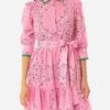 MC2 Saint Barth Bandanna Print Cotton Short Dress Daisi With Embroideries -MC2 Saint Barth Store dress bandanna pink woman1